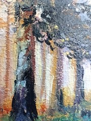 Forest Landscape Original Oil Painting 6×4 Framed Signed Autumn Woods Sunray Art
