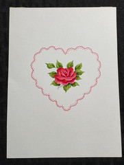 HAPPY VALENTINES DAY Pink Rose 5×7″ Original Greeting Card Art #V3425