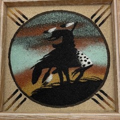 End of the Trail Framed Signed Navajo Sand Painting Sedona