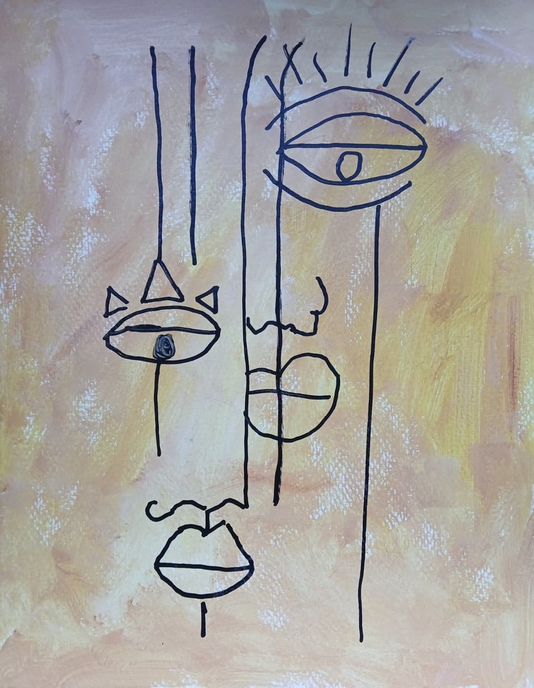 Abstract/ Expressionism 11×14 Cubic Faces Handmade Signed Colorful Art Painting