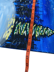 Handpainted Christmas Tree Canvas Painting Holiday Xmas Winter Snow