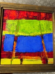 Flevve Vannier „An Abstract Composition“ Oil Painting – Signed And Framed