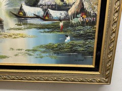 Mid Century Modern Asian Thai Impressionist Oil Painting Signed Thong Dee