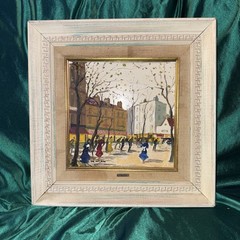 Charles Nicoise Signed Oil on Porcelain Tile 8 x 8″ Framed 12x 12 *please Read *