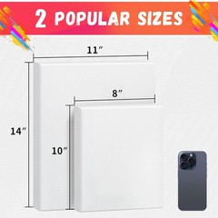 Artist-Ready Stretched Canvases, 2 Pack in 8×10 & 11×14 for Instant Creativity