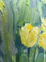 Yellow Tulips Original Oil Painting 6×4 Framed Signed Floral Spring Flowers Art