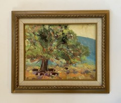Shigeko Yamamuro Miles Landscape Oil Painting “Countryside” Japan/Idaho/Cal