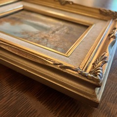 Phillip Cantrell Original Oil Painting Landscape Lake 5×7 Signed Gold Wood Frame