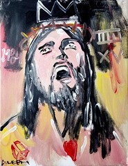 Aleph Original Art Jesus 14×11 Abstract Expressionist Original Painting Canvas