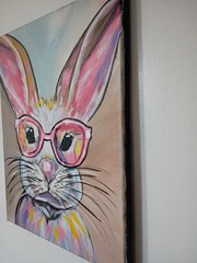 Geek Bunny Pastel 11×14 Canvas Original Art Expressionism Abstract Cute Animals