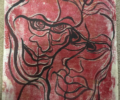 Corbellic Abstract Cubism Portrait Urban Paper Art Original 17″ H X 12″ L