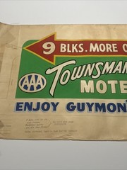 Antique Painting Route 54 Illustration Large AAA Guymon Texas Motel Trade Sign