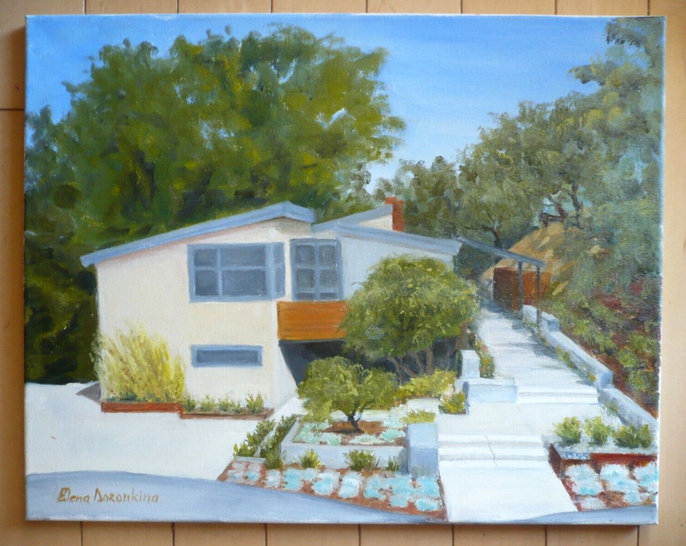 ELENA DORONKINA, CALIFORNIA SCHOOL CONTEMPORARY IMPRESSIONIST REALIST OIL HOUSE