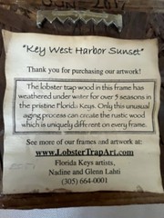 Small Key West Painting On Tile W/Weathered Lobster Trap Wood Frame Signed OOAK