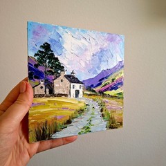 Ireland Original Painting Irish Cottage Oil Painting Unframed 6х6