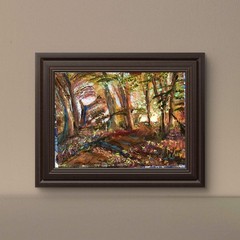 A Walk In The Woods Contemporary Expressionist Landscape Oil 12×16 Painting Wood