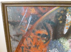 Rare Japanese Modernism Heaven & Hell Oil Painting 1926