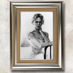 Original charcoal drawing girl portrait. black and white charcoal sketch art