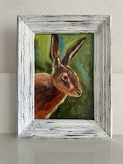 original oil painting Hare 15х21cm Wall Art Semi-Abstract Handmade Gift Animals