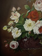Handmade Painting Oil Reproduction – Floral Still Life in Classical Interior