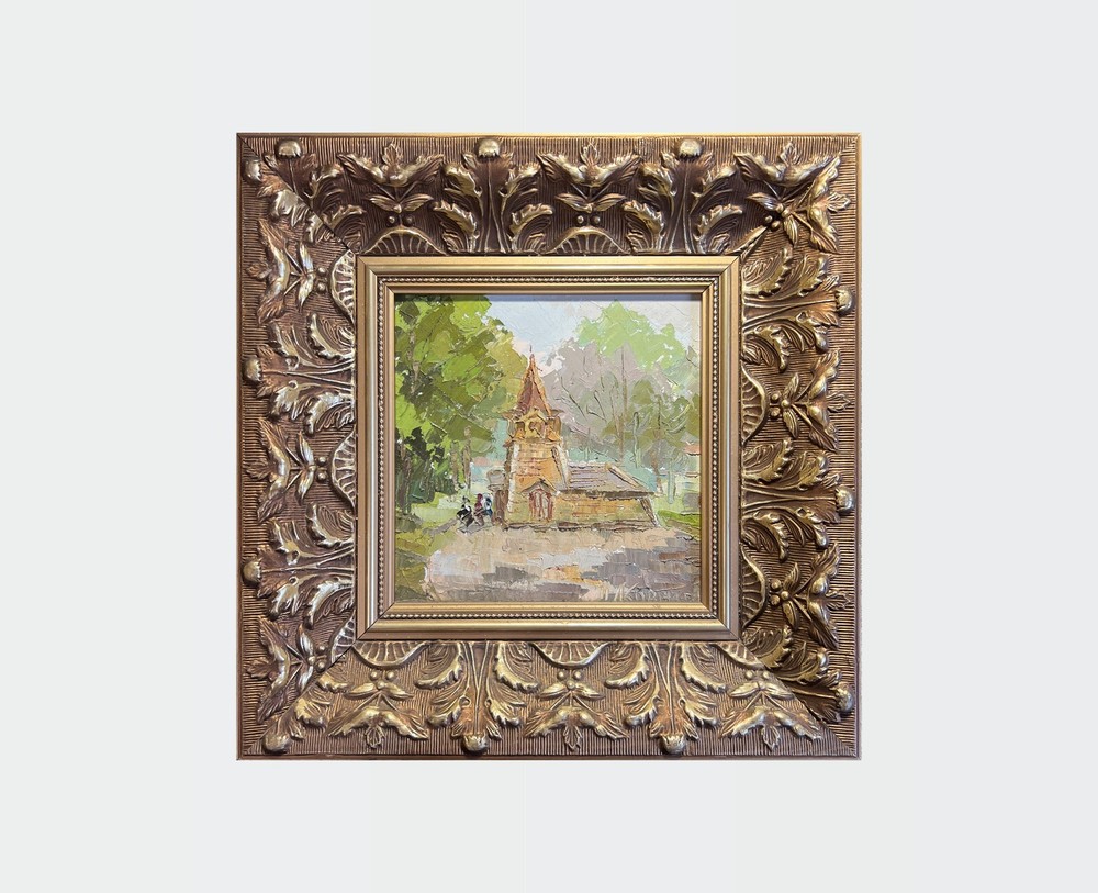 Oil painting natural source Ukrainian painter canvas Framed original landscape