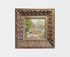 Oil painting natural source Ukrainian painter canvas Framed original landscape
