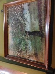 Vintage 22 1/2 X 18 1/2 Painting Women Picking Flowers Off Tree