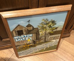 Vintage Morton Salt Girl Barn Country Painting Picture Art Canvas Hargrove Frame
