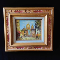 Hand Painted Church Oil Painting Signed by Artist Mexico Professionally Framed