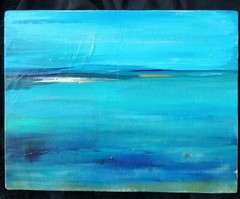 Painting Original Art Waterscape On Wood Wall Decor Imaginary Seascape BIN