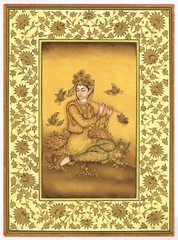 A Persian Woman Painting Hand Miniature Gouache & Gold On Paper 8.5×11.5 Inches