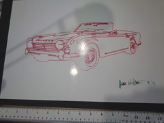 Triumph TR4 Custom Paint Pen Line Plot Drawing by Jesse Walters 2014