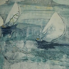 SUZANNE KNIGHT Original Vintage Signed Sail Boat Seascape Illustration Painting