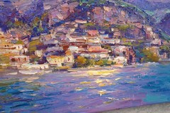Amalfi coast Original Oil Painting Impasto Italian Seascape by S Chernyakovsky
