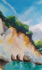 acrylic painting on canvas original handmade art with seascape 16 in by 12 in