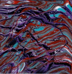 FLUID ACRYLIC POUR PAINTING – ORIGINAL ART 12 x 12 Cradled Wood – SEE VIDEO