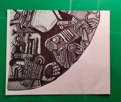 MAYAN ARTWORK-COYOLXAUHQUI -PRISON MADE, 4 SECTIONS, OWNER FRAME PREFERENCE.