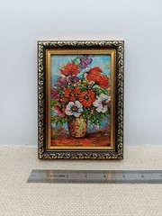 Poppy Original Oil Painting 4×6 Framed Signed Red Floral Still Life Bouquet Art