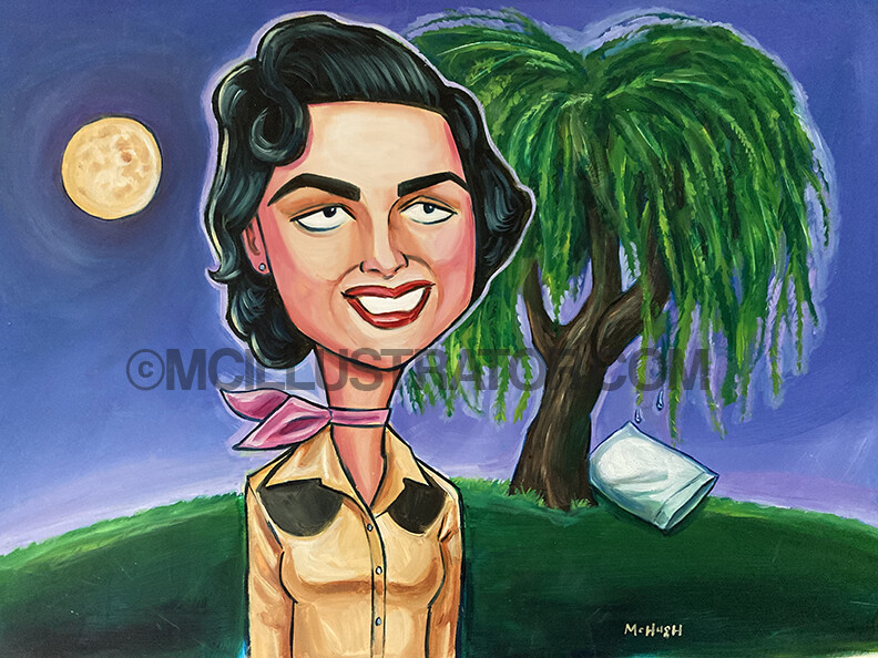 Patsy Cline oil painting original illustration on clayboard 9×12 artwork