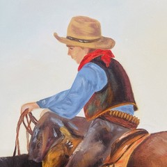 VTG Original Rodeo Young Boy Cowboy Watercolor Artist Signed Western Framed Art