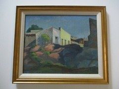 ANTIQUE OIL PAINTING EDITH STAHL REGIONALISM AMERICAN PLEIN AIR INDUSTRIAL 1935