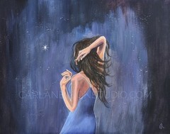 Female Figurative Artwork. Original Figure Painting on Canvas. Hands. OOAK 14″
