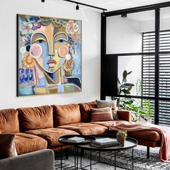 Abstract Portrait Painting Colorful Modern Original Wall Art Face Canvas Boho