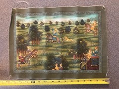 Rajasthani mughal painting on silk like material. Rare!!