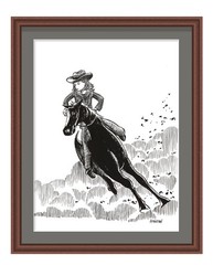 Atherton 9×12 Original Pen & ink illustration artwork „Barrel Chaser“ signed