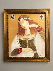 Arbe Berberyan Giclee on Canvas Queen of Clubs Card 9/99 Painting 19 1/4″ x 22″