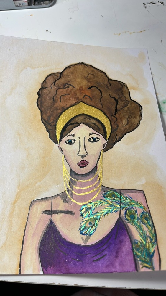 Gods And Legends Roman Goddess Juno ,God Watercolor Painting , Myths , Folklor
