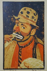 Emmett Kelly Paul Jerome Ringling Brothers Clown Portrait Prints Pair 11″