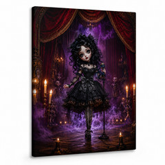 Gothic Vampire Woman Canvas Wall Art Dark Cabaret Horror Glam Decor Halloween