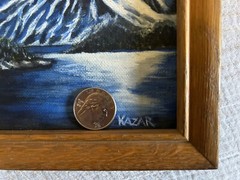 Art Original Handmade Mountain Lake Moon Forest Landscape Painting By Kazar